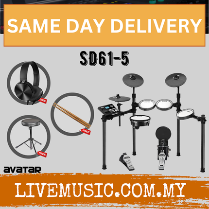 AVATAR SD61-5 8-Piece Mesh Kit Electric Drum Set With Drum Throne, Headphone And Drumstick ( SD615 / SD61 5 )