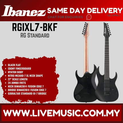 Ibanez Iron Label RGIXL7 Solid Body Electric Guitar - Black Flat (RGIXL7-BKF)