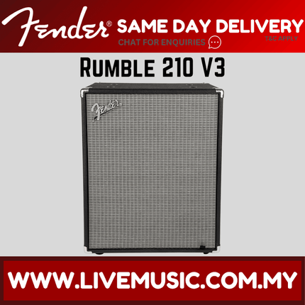 Fender Rumble 210 Cabinet - 700 watts, 2x10" Bass Guitar Cabinet - Black/Silver (Rumble-210)