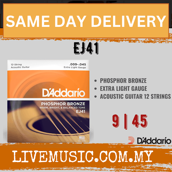 D'Addario EJ41 12-String Phosphor Bronze Extra Light Acoustic Guitar Strings