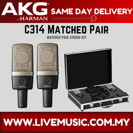 AKG C314 Large-diaphragm Condenser Microphone - Each / Pair (C 314 C-314)