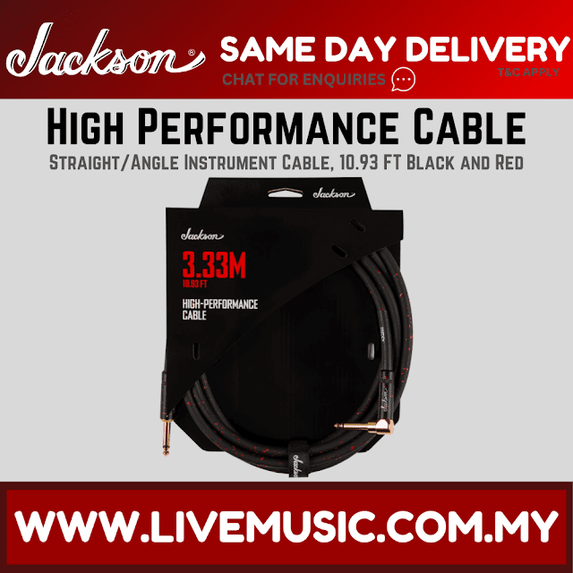 Jackson 10.93 FT High Performance Cable, Black/Red