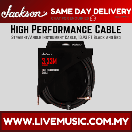 Jackson 10.93 FT High Performance Cable, Black/Red