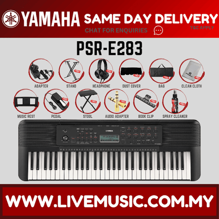 Yamaha PSR-E283 61-Keys Keyboard w/Keyboard Bag, Keyboard Stand, Sustain Pedal ( PSR E283 PSRE283 ) Replacement PSR E273