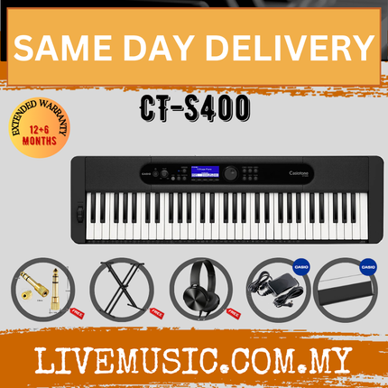 Casio CT-S400 61-key Ultra-Portable Arranger Keyboard w/Keyboard Stand - Black ( CTS400 / CT S400)
