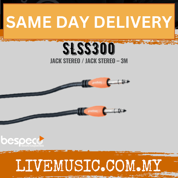 Bespeco SLSS300 Silos Series Instrument cable - Ø 6,3 mm jack TRS ( SLSS 300 / SLSS-300 )