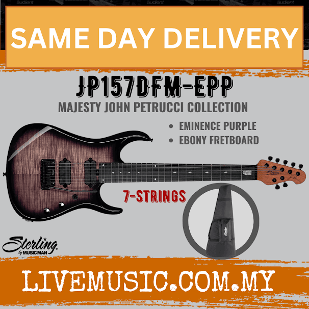 Sterling by Music Man JP157DFM John Petrucci Signature 7-String Electric Guitar - Eminence Purple Flame (JP-157DFM)