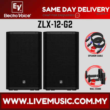 EV Electro-Voice ZLX-12 G2 1000W 12" Passive Speaker With Speaker Stand-Each / Pair (ZLX 12 ZLX12)