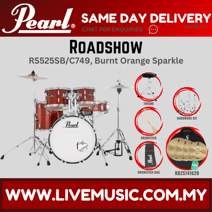 Pearl Roadshow RS525SB/C Drum Set with KDZS141620 Silent Cymbal set, Drum Throne