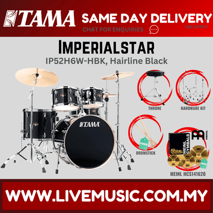 Tama Imperial Star Drum Set with Drum Throne, Imperialstar With HCS141620 Cymbal Set ( IP52H6W )