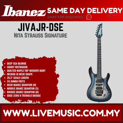 Ibanez JIVAJR-DSE Nita Strauss Signature Electric Guitar, Deep Sea Blonde ( JIVAJRDSE / JIVAJR DSE )