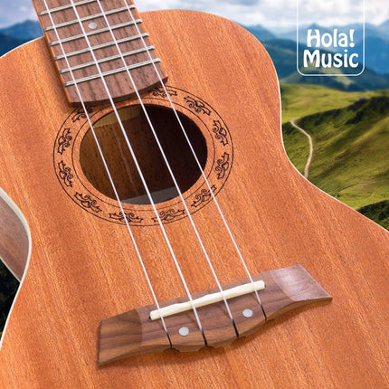 Hola HM-124 23 inch Concert Ukulele with Bag, Strap, Picks, Stand & Tuner - Mahogany (HM124)