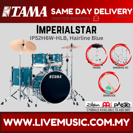 Tama Imperial Star Drum Set with Drum Throne, Imperialstar Without Cymbal Set ( NO CYMBAL ) ( IP52H6W )