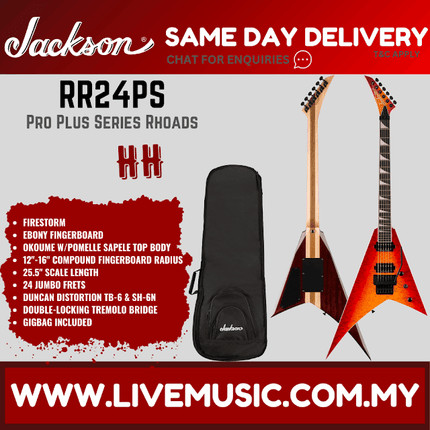 Jackson Pro Plus Series Rhoads RR24PS Electric Guitar, Ebony FB, Firestorm