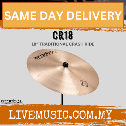 Istanbul Agop CR18 18-inch traditional crash-ride cymbal, brass finish with embossed logo