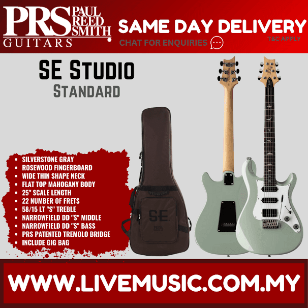 PRS SE Studio Standard Electric Guitar w/GigBag, Rosewood FB, Silverstone Gray