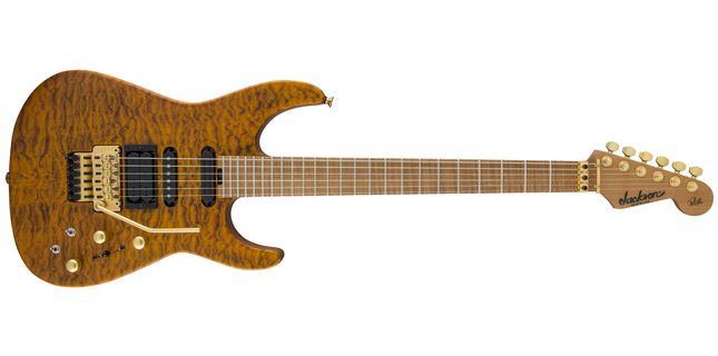 Jackson USA Signature Phil Collen PC1 Satin Stain Electric Guitar, Flame Maple Fretboard - Transparent Amber (PC-1/PC 1)