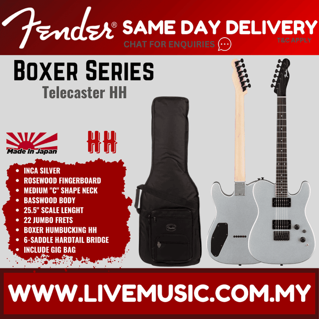 Fender Boxer Series Telecaster HH Guitar, Rosewood Fretboard - Inca Silver
