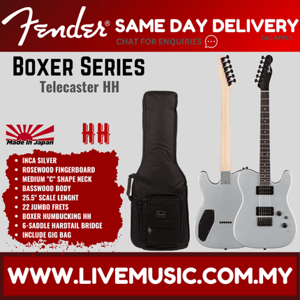 Fender Boxer Series Telecaster HH Guitar, Rosewood Fretboard - Inca Silver