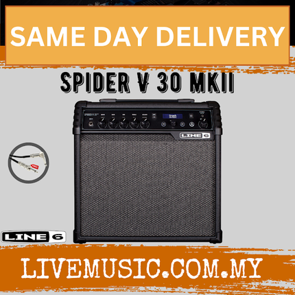 Line 6 Spider V 30 MkII 1x8" 30-watt Modeling Combo Amp with Free Cable (LINE6 V30 / V30MKII / V-30 MK2)