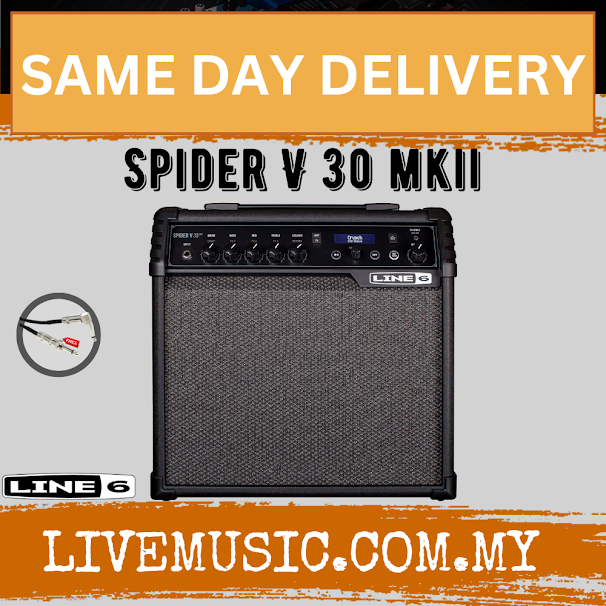 Line 6 Spider V 30 MkII 1x8" 30-watt Modeling Combo Amp with Free Cable (LINE6 V30 / V30MKII / V-30 MK2)