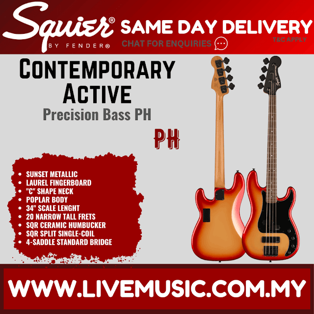 Squier Contemporary Active Precision Bass PH Bass Guitar, Sunset Metallic