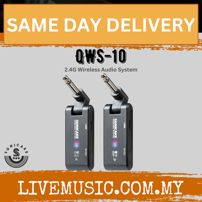 Sonicake QWS-10 2.4G Rechargeable Guitar Audio Wireless System Guitar Transmitter Receiver ( QWS 10 QWS10 )