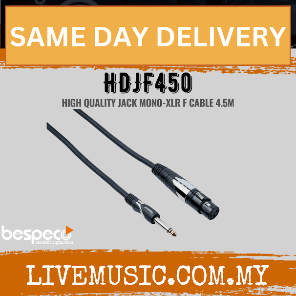 Bespeco HDJF450 High Quality Jack Mono-XLR F Cable 4.5M ( HDJF-450 )