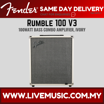Fender Rumble 100 V3 - 100 watt, 1x12" Guitar Bass Amplifier - Black / Ivory