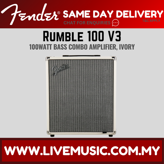 Fender Rumble 100 V3 - 100 watt, 1x12" Guitar Bass Amplifier - Black / Ivory