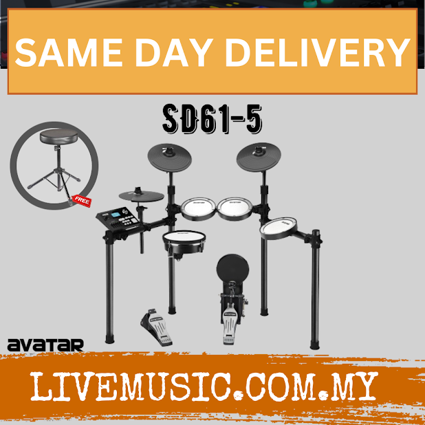 AVATAR SD61-5 8-Piece Mesh Kit Electric Drum Set With Drum Throne, Headphone And Drumstick ( SD615 / SD61 5 )