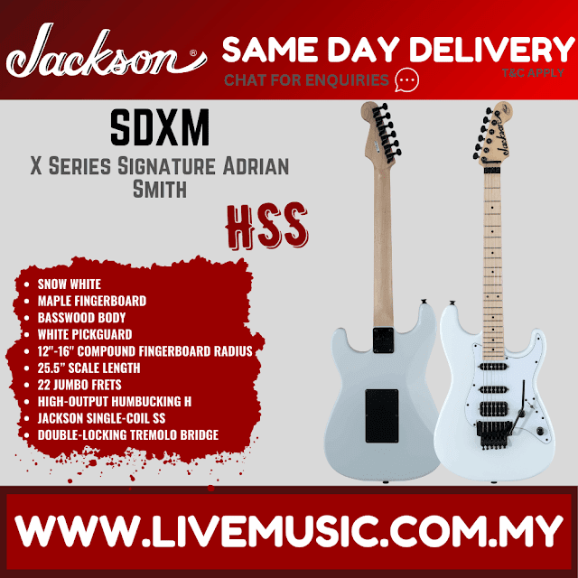 Jackson SDXM X Series Signature Adrian Smith Electric Guitar, Maple Fretboard - Snow White