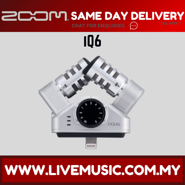 Zoom IQ6 Stereo Mic For IOS XY Stereo Recording Microphone With Lightning (IQ 6/IQ-6)