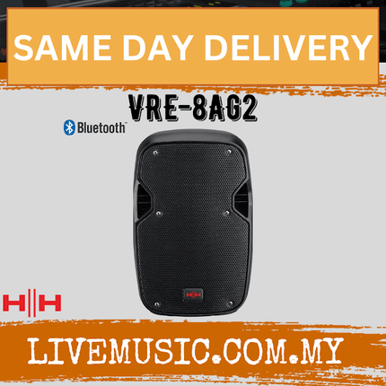 HH Electronic Vector VRE-8AG2 Active Bluetooth Speaker 8 inch With Speaker Stand And Cable - Each / Pair ( VRE8AG2 / VRE 8AG2 )