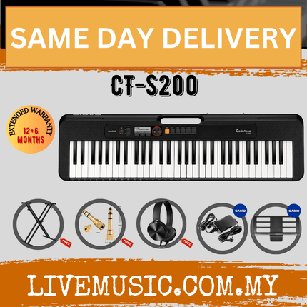 Casio CT-S200 61-Keys Casiotone Keyboard with Keyboard Stand, Damper pedal, Headphone And Bag - Black ( CTS200 / CT S200 )