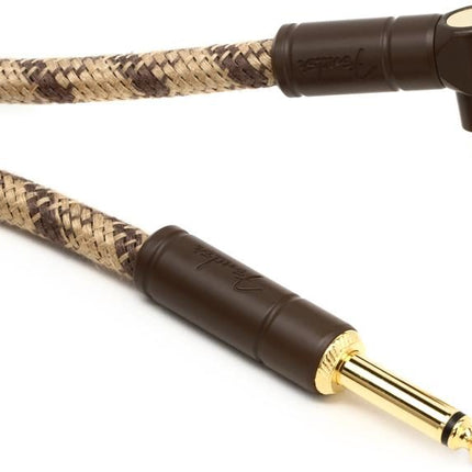 Fender Festival Hemp Angled Instrument Cable, 10ft, Pure Hemp - Brown Stripe