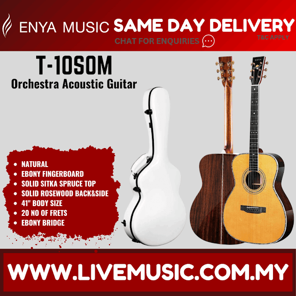 ENYA T10S-OM 41" Tribute Series Sitka Spruce Solid Top Acoustic Guitar With Hardcase (T10SOM/T10S OM)