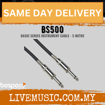 Bespeco BS500 5 Metres (Straight 1/4″ Jack – Straight 1/4″ Jack)