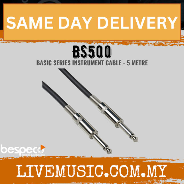 Bespeco BS500 5 Metres (Straight 1/4″ Jack – Straight 1/4″ Jack)