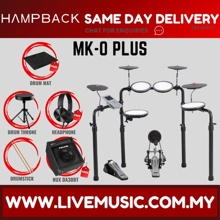 Hampback MK-0 PLUS Full Mesh Digital Drum Set w/Headphone, Drumstick And Drum Throne - ( MK0 MK 0 MK0PLUS)