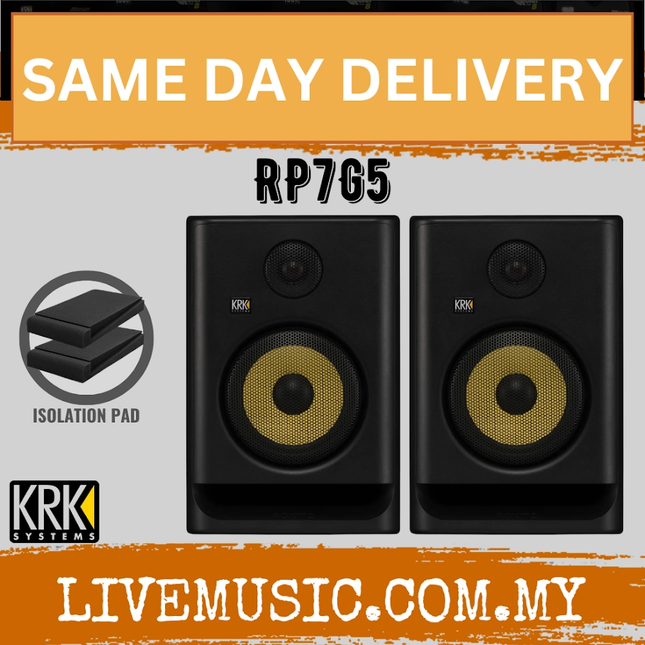 KRK ROKIT 7 G5 7" Powered Studio Monitor w/Isolation Pad - Pair ( RP7G5 ) Replace RP7G4