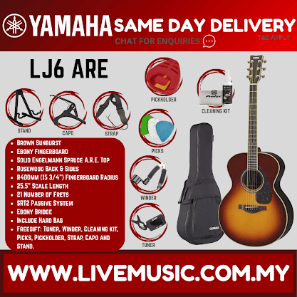 Yamaha LJ6 ARE Acoustic-Electric Guitar with Hard Bag - Natural / Dark Tint / Brown Sunburst ( LJ6-ARE )