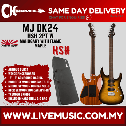 Charvel MJ DK24 HSH 2PT Electric Guitar, Wenge FB, Antique Burst