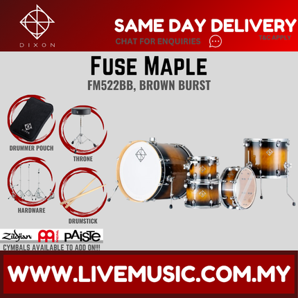 Dixon Fuse Maple PODFM522 5 Pieces Acoustic Drum Kit With Hardware ( NO CYMBAL )