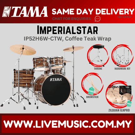Tama Imperial Star Drum Set with Drum Throne, Imperialstar With Zildjian ILHPRO Cymbal Set ( IP52H6W )