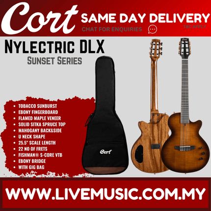 Cort Sunset Nylectric DLX Classical-Electro Guitar (Deluxe Tobacco Sunburst)