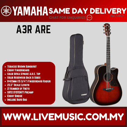 Yamaha A3R ARE Dreadnought Cutaway Acoustic-Electric Guitar - Vintage Natural / Tobacco Brown Sunburst ( A3RARE )