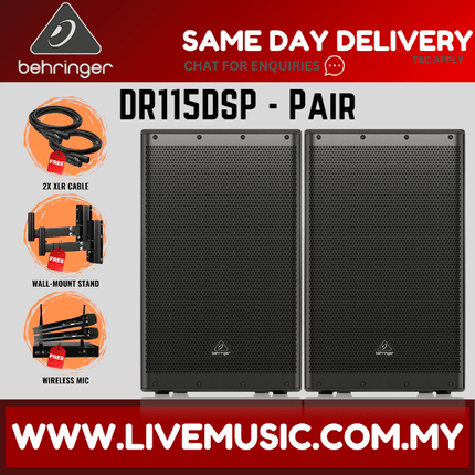 Behringer DR115DSP 1400W 15" Powered Speaker with Bluetooth - Each / Pair ( DR-115DSP / DR 115DSP )