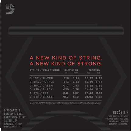 D'Addario XTE1052 - XT Electric Nickel Plated Steel Strings, Light Top/Heavy Bottom (10-52)(Daddario)