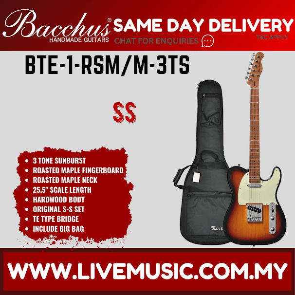 BACCHUS BTE-1-RSM/M UNIVERSE SERIES ROASTED MAPLE ELECTRIC GUITAR - Without Accessories ( BTE1 / BTE1RSMM / BTE 1 RSM M )